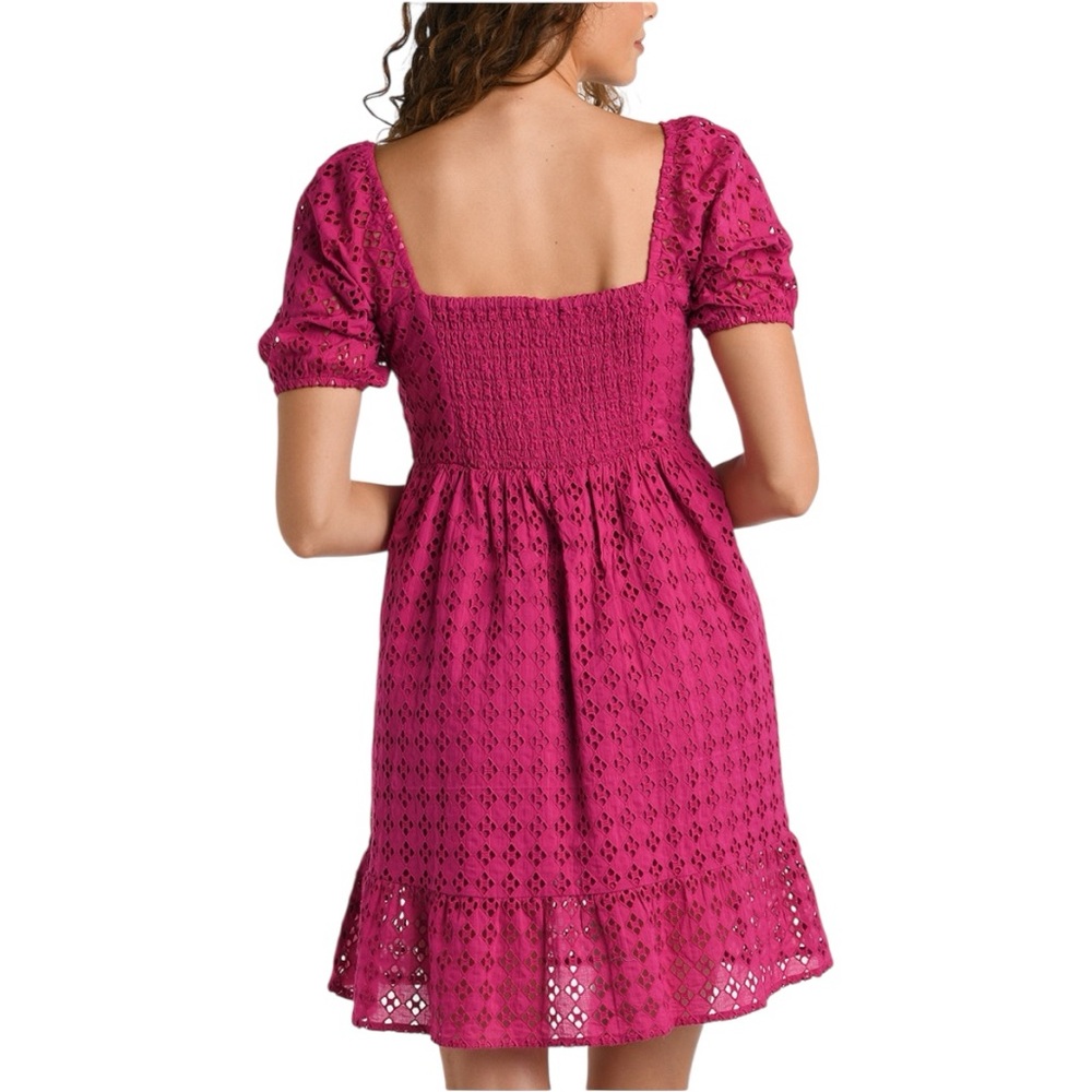 La Blanca Women's Saltwater Sands Cotton Eyelet Cover-Up Dress size S Magenta - Picture 2 of 8